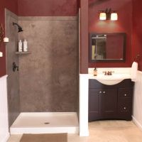 Mocha travertine PVC shower kit