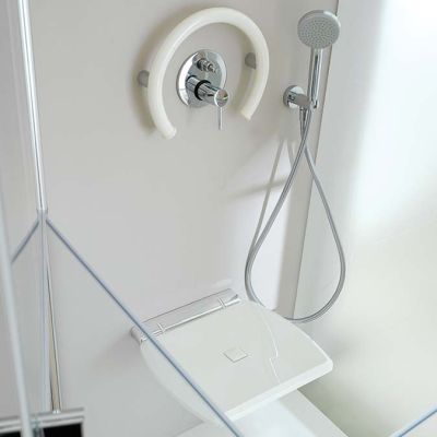 Polyurethane fold-down seat for a safe and contemporary shower - Innovate Building Solutions