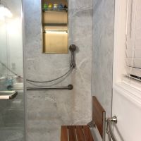 Teak Fold Down Seat & Vertical Niche