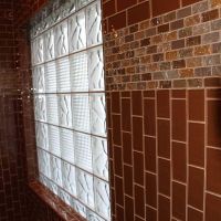 Wave and diamond pattern glass block window with multiple sizes - Innovate Building Solutions
