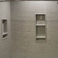 Double tall recessed niche for shampoo lotions and soap