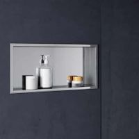 Stainless steel recessed niches in chrome and brushed nickel 12 x 12, 16 x 12 and 24 x 12 sizes