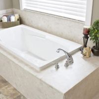 calabria wall panels around a tub deck and shower stall