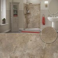 Mocha Travertine shower and tub surrounds